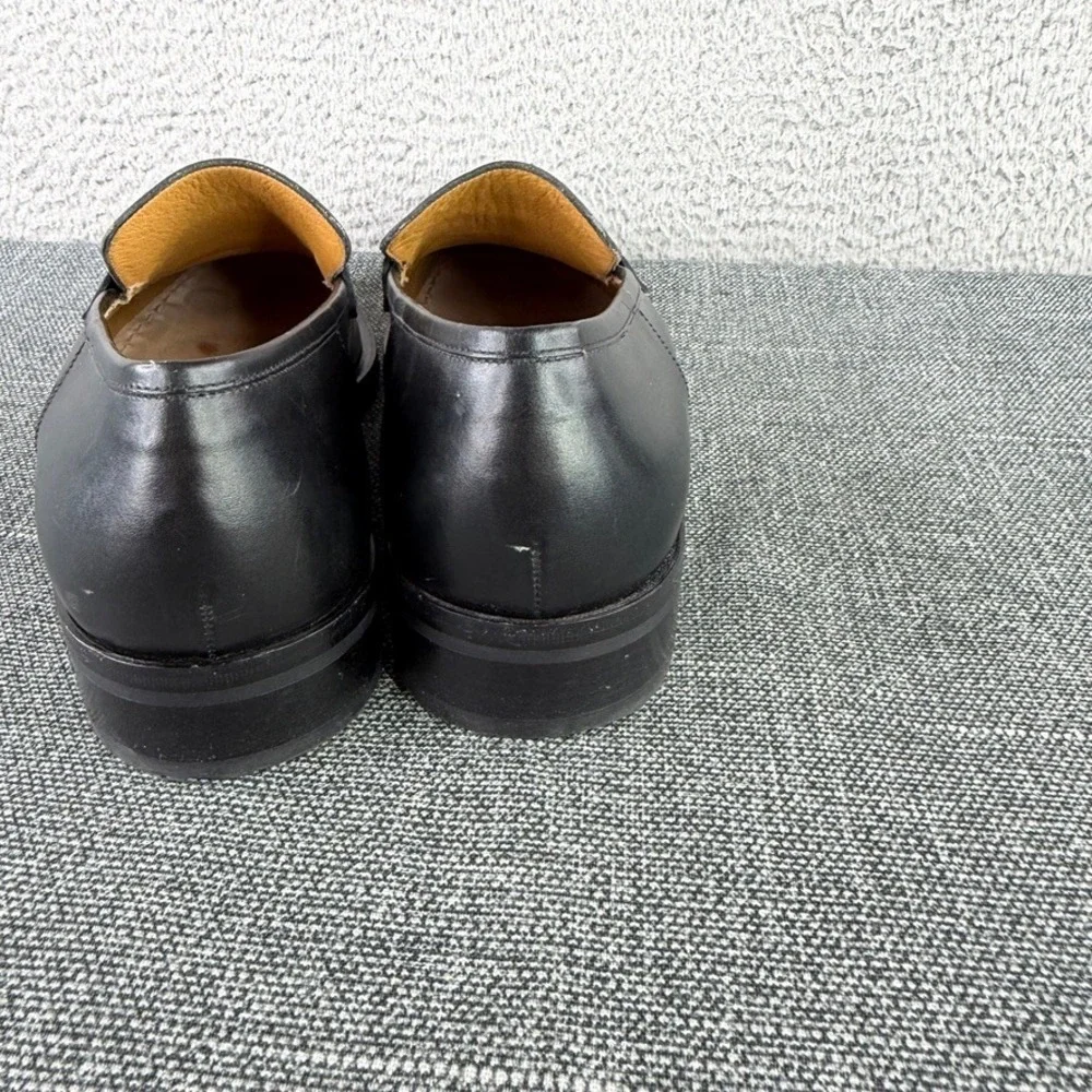 Bally Tribus Loafers Men 7.5E Black Leather Italian Apron Toe Penny Dress Shoes